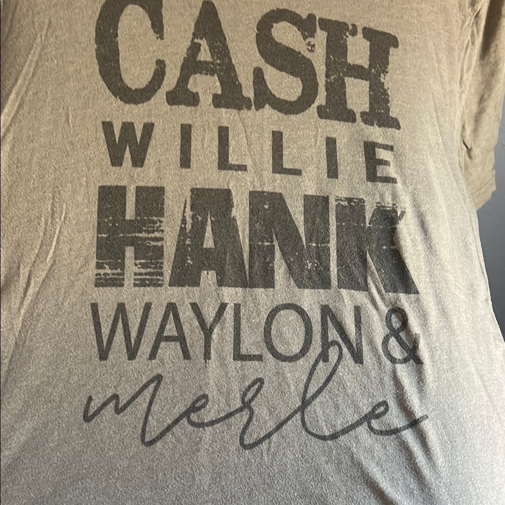 Gray Graphic Tee with Music Legends Print